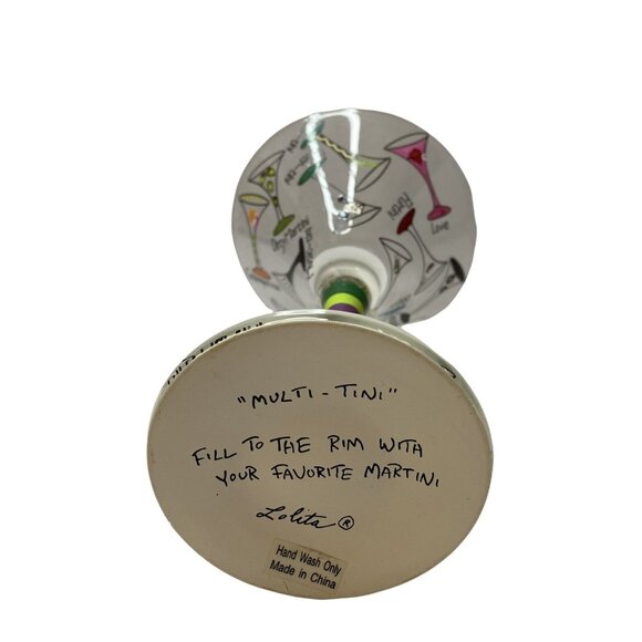 Mixed Lot 2 Martini Glasses-Lolita Handpainted - 7” And Pier 1 Red Swirl - Picture 5 of 9